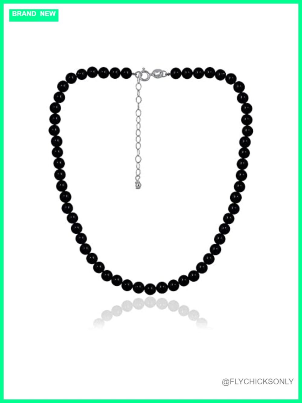 Precious Gemstone 6mm Round Beads Necklace 14" Plus 2" Extender with Sterling